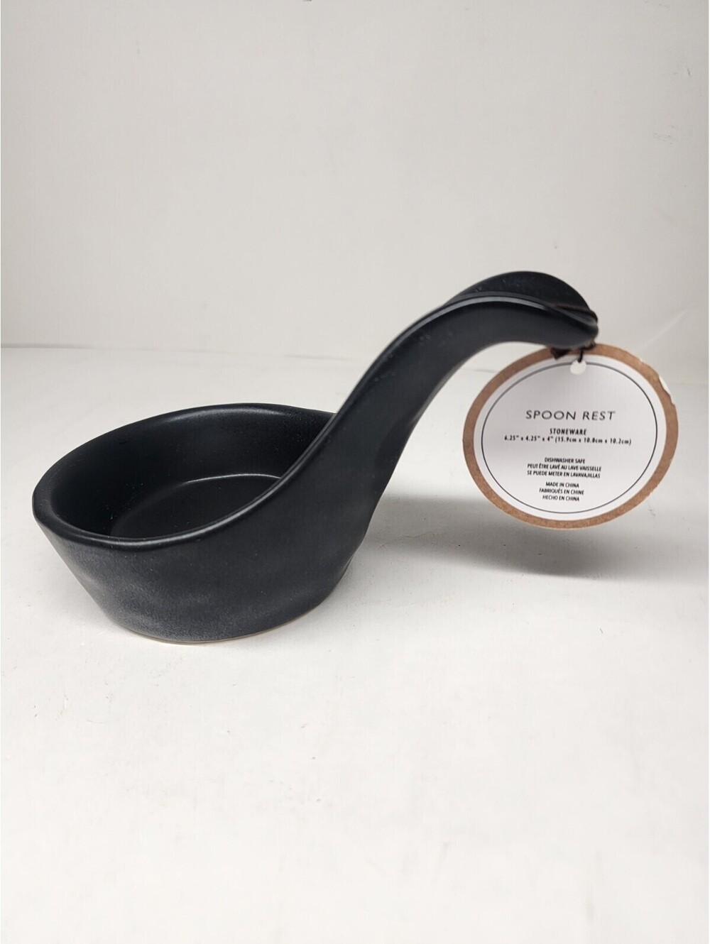 The Prep Collection Stoneware Spoon Rest Black Ceramic